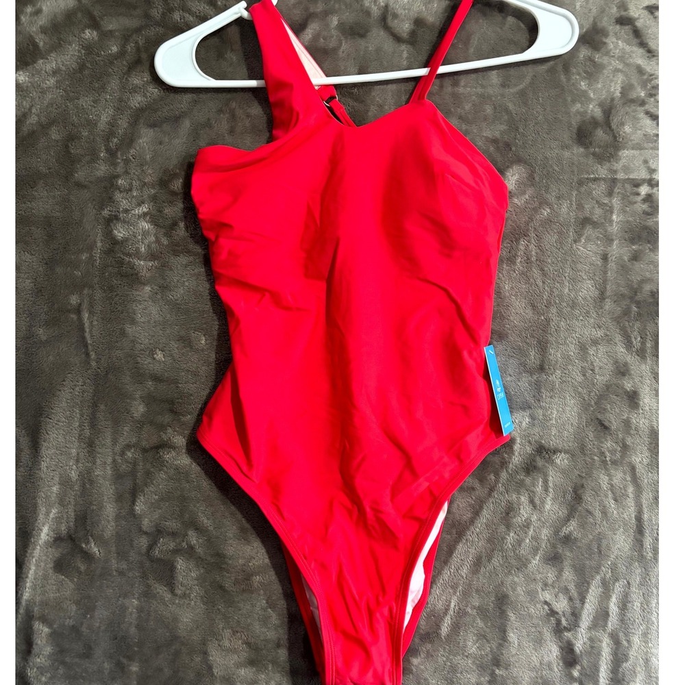 Cupshe‎ Live Life On The Beach One Shoulder Swimsuit One Piece Womens Small Red